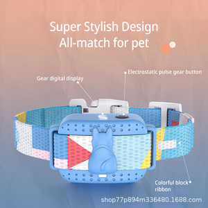 Dispositif anti-aboiement sans fil pour chiens, collier rechargeable, étanche et résistant aux chocs, multifonction, motif quadrillé de couleur bleu rose - Product Image 4