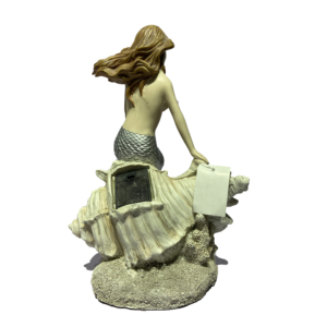 Statuetta in pietra artificiale in poliresina 12 pollici sirenetta su ornamenti statua conchiglia di roccia - Product Image 5