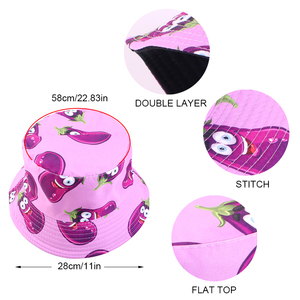 Sombrero de Pescador de Verano al por Mayor, con Estampados de Frutas, Reversible y Plegable, para Viajes y Playa, Protección Solar para Mujer - Product Image 3