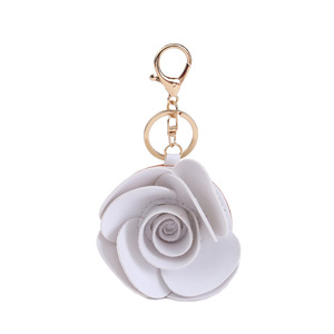 Llavero de Cuero PU con Forma de Rosa Rosa y Mosquetón de Aleación de Zinc, Adorno para Bolso con Diseño de Flores y Nubes para Mujer - Product Image 6
