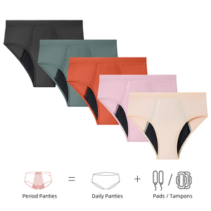 Culottes <span class=keywords><strong>menstruelles</strong></span> Airtamay taille haute 4 couches en bambou pour femmes, sans PFAS, anti-fuite, sous-vêtements sanitaires menstruels, bragas menstruales - Product Image 4