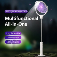Matamoscas Eléctrico Telescópico Portátil con Luces LED de Malla, Carga Rápida Tipo-C, 1800mAh, Rotación de 970mm