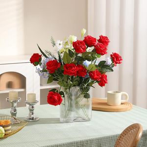Bouquet de roses artificielles en soie réaliste, 11 têtes, longues tiges, fleurs artificielles pour mariage, décoration de table <span class=keywords><strong>à</strong></span> la maison - Product Image 5