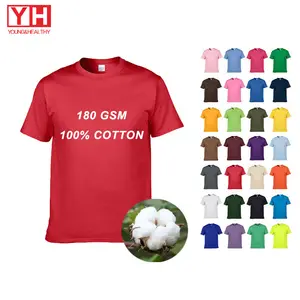 180Gsm 100% coton T-shirt personnalisé T-shirts imprimés par sublimation transferts de chaleur pour T-shirts