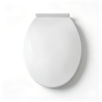 Siège de toilette rond blanc moderne DMR 1007 en PP à ouverture frontale avec fermeture douce et charnières métalliques à dégagement rapide
