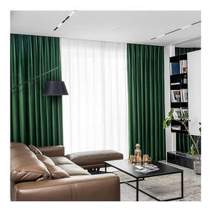 Innermor 100% Polyester Style nordique Double couche isolation thermique <span class=keywords><strong>rideaux</strong></span> en velours doux occultants pour salon couleur noire - Product Image 4