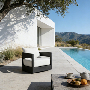 <span class=keywords><strong>Fauteuil</strong></span> pivotant moderne avec <span class=keywords><strong>coussin</strong></span> en mousse à séchage rapide et <span class=keywords><strong>housse</strong></span> hydrofuge pour terrasse, balcon et cour. - Product Image 1