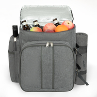 Sac à dos de pique-nique grande capacité, glacière, sac de camping, contient des bouteilles de vin, des couverts, des assiettes et autres articles de table pour la famille