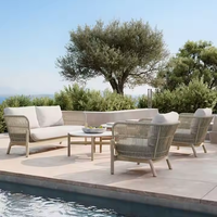 New Right Chase Rotin Wicker Corner Set avec table basse Canapé d'extérieur pour hôtels et villas