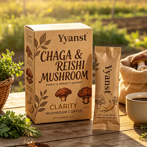 Café de Hongos Silvestres Puros Chaga, Reishi y Melena de León, 10g*10 Sobres, Caja de Papel Kraft, Para Energía, Inmunidad y Claridad Mental, Venta al por Mayor OEM - Product Image 4