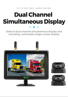 Kit Caméra de Recul Sans Fil Numérique 5 Pouces avec Moniteur DVR Quad AHD, Étanche, Magnétique, Recharge Solaire, Batterie 9600mAh pour VR et Camion