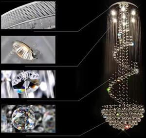 Very Long Hanging Staircase Pendant Lights Modern Spiral Sphere <b>Crystal</b> Drop <b>Chandelier</b> Light - Product Image 4