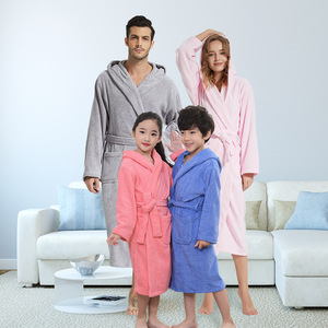 Bata <span class=keywords><strong>de</strong></span> Baño <span class=keywords><strong>de</strong></span> Algodón Puro para <span class=keywords><strong>Hotel</strong></span>, Material <span class=keywords><strong>de</strong></span> Toalla Gruesa para Otoño/Invierno, Camisón Largo con Capucha para Niños y Adultos (Padre-Hijo), Unisex - Product Image 3