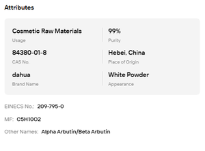 Polvo de Alfa-Arbutina a Granel, 99% de Pureza, CAS 84380-01-8, Aditivo Blanqueador de Piel Premium con Punto de Fusión Estable de 195-196°C ° C - Product Image 6