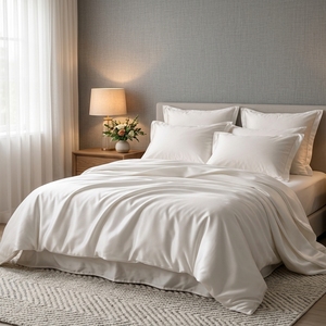 Set di Lenzuola Queen Size 4 Pezzi 100% Cotone Organico Moderno per Uso Domestico - Ultra Morbido e Rinfrescante, Antirughe e Resistente allo Sbiadimento, Tasche Profonde - Product Image 1