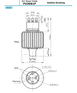 Tube d'oscillation à triode électronique RF FU3061F d'origine chinoise BEIJING, tube de puissance pour machine haute fréquence - Product Image 4