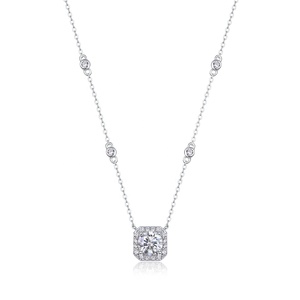 MMN21 joyería de moissanita de 1.0CT para mujer de alta calidad con certificado GRA 925 collar con colgante de <span class=keywords><strong>Halo</strong></span> cuadrado de plata joyería de destino - Product Image 1