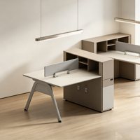Bureau de travail modulaire moderne avec cloison et rangement, meuble de bureau combiné avec armoire haute pour poste de travail du personnel