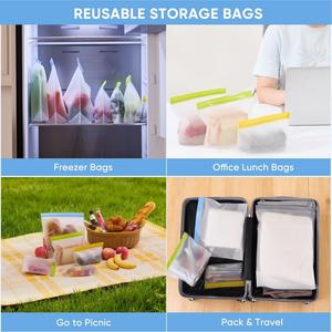 Bolsas Reutilizables para Alimentos de Gran Capacidad, de PEVA, Libres de BPA, con Cierre Deslizante, para Guardar Verduras, Carne y Frutas en el Refrigerador - Product Image 4
