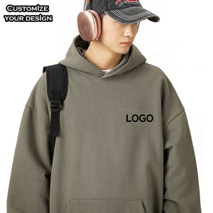 เสื้อฮู้ดดี้โอเวอร์ไซส์ผ้าฝ้ายเฟรนช์เทอร์รี่คุณภาพสูงสำหรับผู้ชาย ผ้าฟลีซหนานุ่ม ทรงไหล่ตก ลายนูน 3 มิติ ดีไซน์เรียบง่ายแบบสั่งทำพิเศษ - Product Image 3