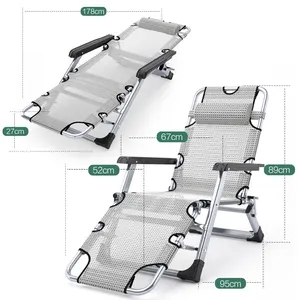 เก้าอี้โลหะพับได้2ทาง2in1,Zero Gravity เก้าอี้พับเดี่ยว & เตียงนอนแคมป์ปิ้งปรับได้สำหรับกลางแจ้ง