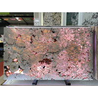 Luxe Lumière Transparent Naturel Translucide Pierre Marbre Bleu Grandes Dalles Panneau Mural Moderne pour Comptoirs De Cuisine Salon