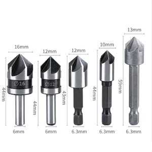 Juego de 5 brocas avellanadoras negras de 82 grados HSS con vástago hexagonal para aplicaciones de perforación industrial - Product Image 5