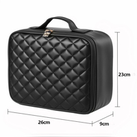 Valise de voyage professionnelle personnalisée en usine avec miroir LED, sac en cuir imprimé léopard, sangle de valise, fermeture éclair cosmétique, grande boîte portable