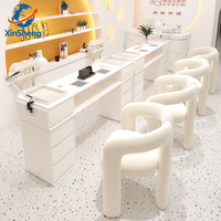 Vente flash : Ensemble professionnel de table et de chaise de manucure en acier inoxydable, bureau à ongles avec aspirateur pour salon de manucure