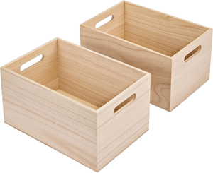 Caisses en bois, bacs en bois pour l'organisation de garde-manger, rangement de placards, arts et artisanat, organisateurs de meubles, conteneurs pour l'organisation - Product Image 1