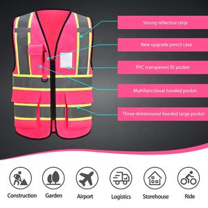 Gilet de sécurité réfléchissant haute visibilité pour femmes et hommes, fermeture éclair sur le devant, conforme aux normes ANSI/<span class=keywords><strong>ISEA</strong></span> - Product Image 5