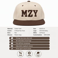 Topi Snapback Streetwear Custom Vintage 5 Panel Dua Warna Bordir 3D Flat Brim