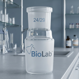 Frasco de laboratorio cilíndrico alto de vidrio borosilicato 3.3 con tapón, adaptador de reducción para pesaje, 24/29 DIN 12257.5 m - Product Image 4