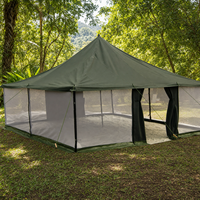 Carpa de Glamping Premium Grande de Lona, Resistente al Agua, para Verano, Familiar, Tipo Campana, con Ventanas, para 8-12 Personas, 16 m², Montaje Rápido
