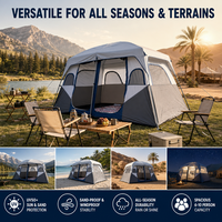 Tente de camping Oxford multi-personnes à deux étages, deux chambres, double couche, quatre saisons, nouvelle collection 2026, vente en gros, OEM/ODM, logo personnalisé, directement de l'usine