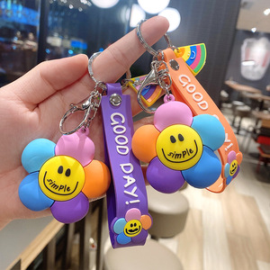 Sáng Tạo Cao Su Mặt Cười Keychain Dễ Thương PVC Hạnh Phúc Mặt Dây Chuyền Móc Khóa Vòng Chìa Khóa Cho Cô Gái Phụ Nữ Phụ Kiện - Product Image 3