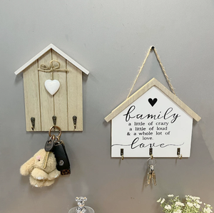 House Shape Wooden <b>Wall</b> Mounted <b>Key</b> Holder 3 Hook Entryway Organizer Decorative Hook <b>Rack</b> <b>for</b> Home - Product Image 2