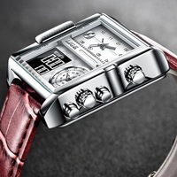 LIGE 8925 jam tangan kuarsa Digital untuk pria, arloji olahraga merek terbaik mewah, jam tangan persegi tahan air dengan Stopwatch untuk pria