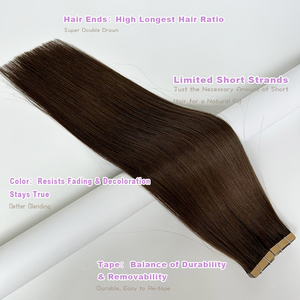 100% Human Hair Remi Salon Quality Tape in Weft Extensions 22 Inch Full Set Super Double Drawn Full Ends Rich <strong>Chocolate</strong> <strong>Brown</strong> - Product Image 2