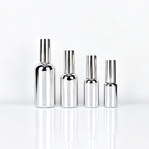 Botellas de Vidrio con Gotero Electrochapadas en Plata, Pipeta con Bulbo de Goma, Envase para Aceites Esenciales, Sueros y Cosméticos - Product Image 1