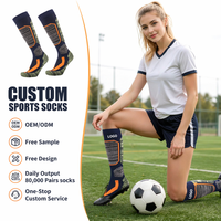Chaussettes de football montantes personnalisées avec logo, rayées, athlétiques, semelle amortie, maille respirante, OEM ODM