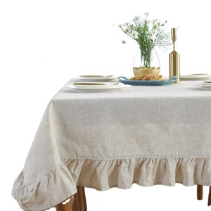 Großhandel Luxus Baumwollkette Polyester rechteckiges Tischtuch mit Rüsche für Esstisch - Product Image 1