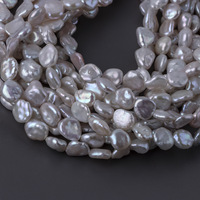 Perles d'eau douce baroques Keshi blanches naturelles de qualité AAA, 8-9 mm, à fort lustre, en forme de pétale, certifiées par un tiers XM