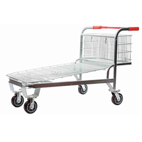 Chariot de transport de marchandises robuste pour entrepôt, chariot à plateforme en fil métallique, capacité de 500 kg, transporteur de matériel logistique avec 4 roues