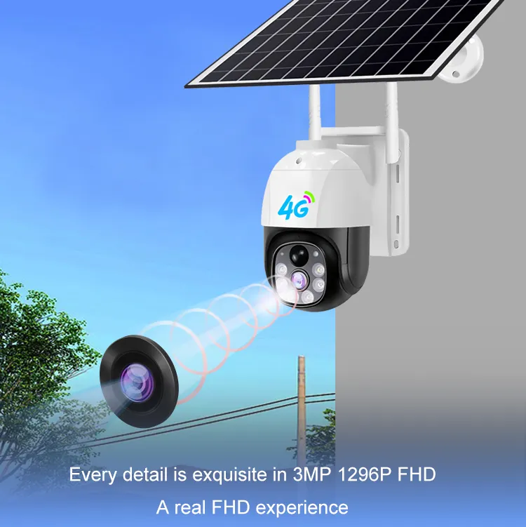 V380 Pro açık kablosuz güneş enerjili güvenlik kamerası B3 4G PTZ SIM kart 3MP PIR hareket algılama alarm ile güneş 4G LTE kamera