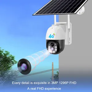 V380 Pro Outdoor Wireless Solar Powered CCTV Camera B3 4G PTZ SIM Card 3MP Solar 4G LTE Camera With PIR Motion Detection Alarm