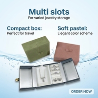 Organisateur de bijoux multifonctionnel à double porte avec fermeture à pression, design imprimé élégant, boîte de rangement en carton pour bagues et boucles d'oreilles