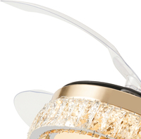 La mejor calidad 42 '/48' Luces LED simples para el hogar cristal Invisible 4 cuchillas oro retráctil colgante Control remoto sala de estar