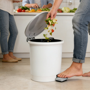 Kitchen Trash Can 3 6 9 Liter Foot Pedal Indoor Cylindrical Waste <b>Bin</b> For Home Bathroom Living Room - Product Image 1