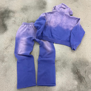 Set di <span class=keywords><strong>felpe</strong></span> <span class=keywords><strong>con</strong></span> <span class=keywords><strong>cappuccio</strong></span> e pantaloni da tuta <span class=keywords><strong>con</strong></span> <span class=keywords><strong>cappuccio</strong></span> e <span class=keywords><strong>felpe</strong></span> <span class=keywords><strong>con</strong></span> ricamo Vintage lavato <span class=keywords><strong>con</strong></span> acido personalizzato - Product Image 2